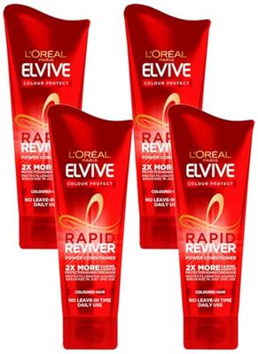 L’Oreal Elvive Colour Protect Rapid Reviver Coloured Hair Power Conditioner, 180 ml (Pack of 4)