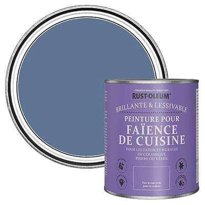 Rust-Oleum Peinture Bleue Résistante à l'eau pour Faïence de Cuisine, Finition Brillante - Rivière Bleue 750ml