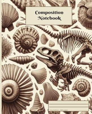 Composition Notebook: Composition Notebook with Vintage Fossils Illustration Design