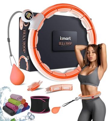 Slimme gewogen hoela-ringhoepels, hoelakring afneembare fitnessring met 360 graden automatisch draaiende balmassage, gymnastiek, fitness voor volwassenen voor gewichtsverlies (oranje)