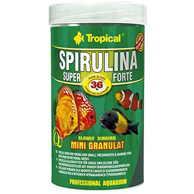 SUPER SPIRULINA FORTE MINI GRANULAT 250ml / 140g - Nourriture speciale pour poissons d'eau douce et d'eau de mer aux besoins nutritifs tres exigeants