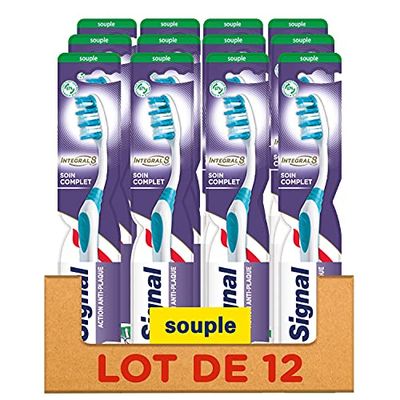 Signal Brosse à Dents x12 Souple, Integral 8 Soin Complet, Pour une hygiène Bucco-dentaire parfaite, Recyclable (Lot de 12) 68264550