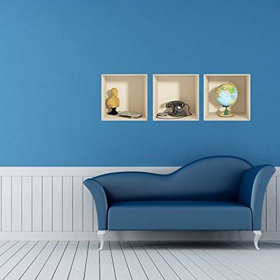 Ambiance - Adhesivo decorativo para efecto 3D, diseño de globo y teléfono (30 x 90 cm)