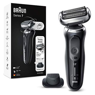 Braun Series 7 Electric Shaver for Men with Precision Trimmer, Wet and Dry, 100 Percent Waterproof, UK 2 Pin Plug, 70-N1200s, Silver Razor
