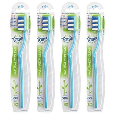 Tom's of Maine Naturally Clean, spazzolino morbido, confezione da 4