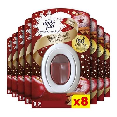 Ambi Pur Bagno, Profumatore Per Ambienti Ad Azione Continua Combatte Odori E Rinfresca, Mela e cannella 1 Pezzi