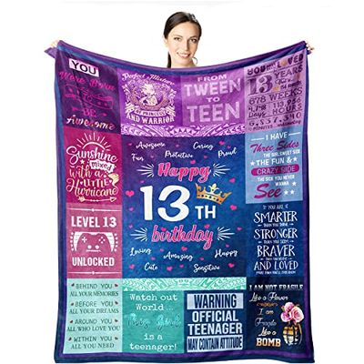 Wisegem Regalos de cumpleaños número 13 para niñas, niñas de 13 años, Manta de 50 x 40 Pulgadas, Regalos para niñas de 13 años, Regalos para niñas de 13 años, Ideas de Regalo de
