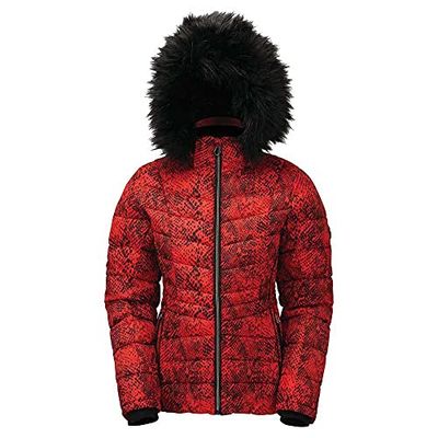 Dare 2B Glamorize II Veste de Ski Isolante, imperméable respirante avec Capuche détachable et Jupe Par-Neige, Giacca Impermeabile e isotermica Donna, Seville Red, FR : XS (Taglia Produttore : 8)