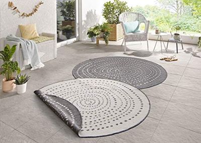 NORTHRUGS In & Outdoor - Tappeto reversibile Bali, rotondo, ø 140 cm, colore: Grigio crema