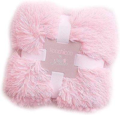 Bizzi Growin Koochicoo babyrosa prydnadsfilt – (90 x 90 cm) fluffig varm säng barnvagn kastar med supermjuk velour plysch omvänd, BG022