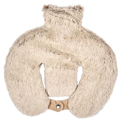 SENSLY, SB0134, Botella de Agua Caliente y Gargantilla ergonómica, calmante Suave, diseño Elegante, Seguridad Reforzada, Ideal para relajación, 34x2x30 cm, Color marrón