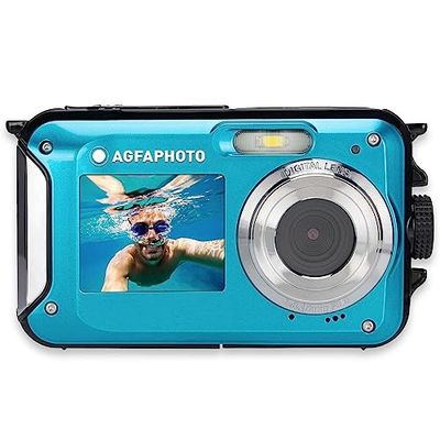 AGFA Photo Realishot WP8000 - Fotocamera Digitale Impermeabile, 24 MP, Video Full HD, Doppio Schermo LCD, Zoom Digitale 16x, Stabilizzatore Digitale, Batteria al Litio - Blu