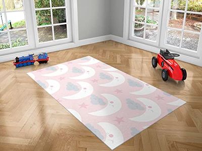 Oedim Tapete infantil lua e nuvens PVC 95 cm x 200 cm | tapete adulto PVC, soalho de vinil para adultos