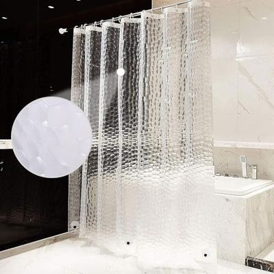 AiQInu Tenda Doccia Antimuffa 200 x 200 cm, EVA Tenda per Doccia con Pesi, 3D Trasparente Impermeabile Tende Doccia Facile da Pulire per Famiglia, Dormitorio, Hotel