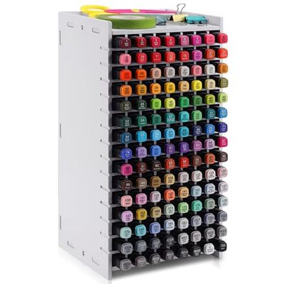Yrangee Marker Organizer, 120 Slots Marker Houder Organizer, Marker Opslag met Divider Art Marker Rack voor Pennen Kleurpotloden Art Borstels Verstelbare Potlood Houder voor Bureau Organizer