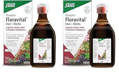 Salus Floravital® Fer + Plantes - Formule Liquide Anti-Fatigue Riche en Fer - Sans Levure ni Gluten - Enrichi en Vitamine C pour une Bonne Absorption - 250 ml (Lot de 2)