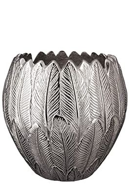 GILDE Florero de Aluminio – Decoración de salón Regalo para Mujer cumpleaños Día de la Madre – Color: Plata Altura 21,5 cm