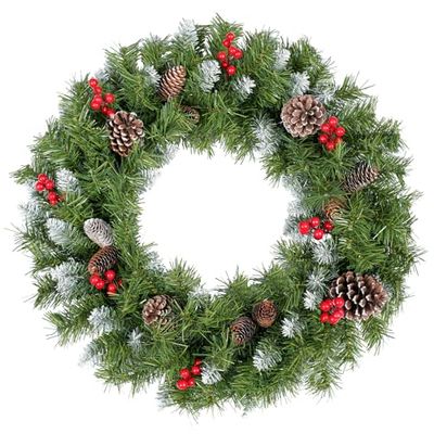 Uten Couronne de Noël, Diamètre 60CM Guirlande de Noël Artificielle, Décoration de Couronne pour Noël pour Porte D'entrée,Cheminée et Décoration Mural