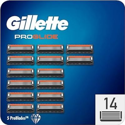 Gillette Proglide Recharges De Lames De Rasoir Pour Homme 14 Unités, Avec 5 Lames Anti-Friction Pour Un Rasage De Près Et Durable