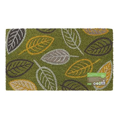 JVL Eco-Friendly Latex Backed Coir Door Mat, Falling Leaves