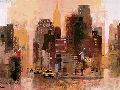 Colin Ruffell New Yorker & Cabs, 60 x 80 cm, canvasdruk, meerkleurig