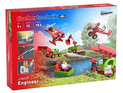 fischertechnik 564066 JUNIOR Engineer – kit di costruzione per bambini dai 5 anni in su, giocattolo con rotore solare e cilindro pneumatico