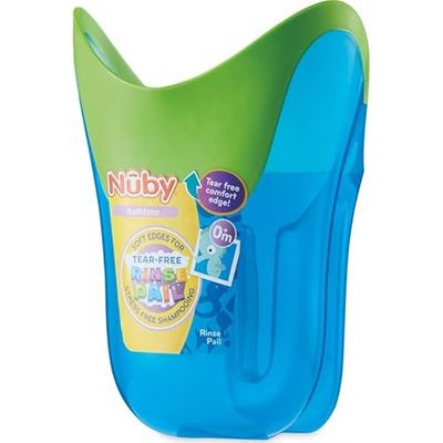 Nuby Enxaguar para bebé com borda macia e pega | caneca para enxaguar o cabelo | enxaguar o champô para a hora do banho | anti-riscos na borda | a partir de 6 meses