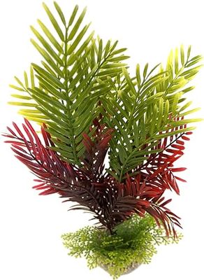 Tyrol - Pianta d'acquario artificiale XL 27 cm - Decorazione per acquario - Pianta da interno in plastica su base - Palma di cocco muschio - Ancoraggio facile al fondo dell'acquario - Made in France