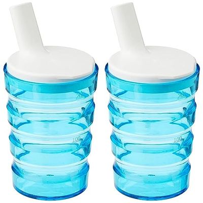 Performance Health Sure Grip Cup, Non Spill Mug, Portable Travel Mug with Straw Lid for Children, Elderly and Disabled - 200 ml Blue Colour (Pack of 2)