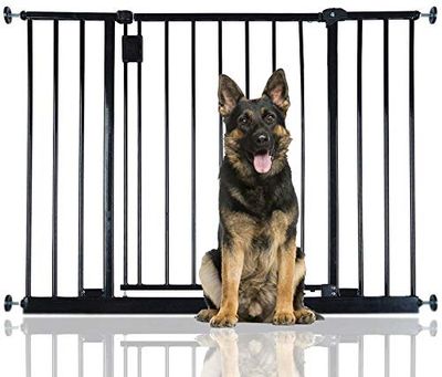 Bettacare Extra Wide Hallway Dog Gate, 97cm - 103cm, Black, Pressure Fit Pet Gate, Puppy Safety Barrier for Hallways and Wide Spaces, Easy Installation