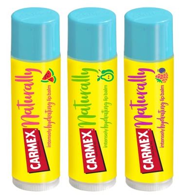 Carmex Watermelon, Berry & Pear Naturally Stick 3-Pieces Mixed Pack