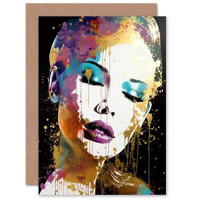 Artery8 Glam Gold Girl for Wife Her Mum Sister Daughter Mom Gran Nan Birthday Thank You Congratulations Blank Art Greeting Card