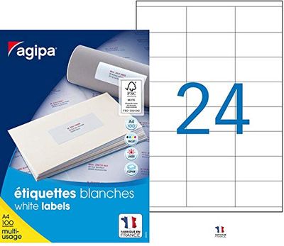 Apli 118995 Boîte de 2400 tiquettes multi-usage A4 70 x 33,8 mm