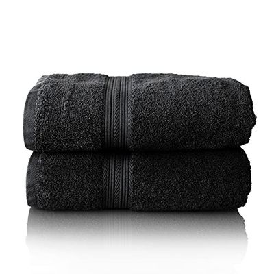 Glart - Lot de Serviettes Éponge de Qualité Supérieure, Gamme Disponible en 6 Coloris et 5 Tailles, Coloris : Noir, 2 Draps de Bain de 70 X 200 cm