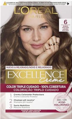 L'Oréal Paris Excellence Coloration Teinture Cheveux Crème Triple Protection Couleur Tone 6 Blond Foncé 75 ml