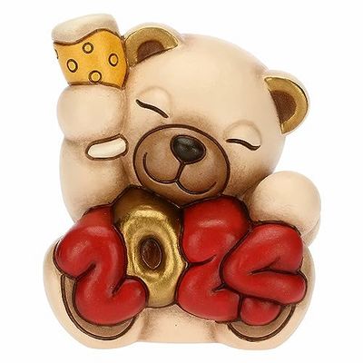 THUN, Teddy Szczęśliwego Nowego Roku 2024 ręcznie zdobiony ceramiczny kielich świąteczny wystrój świąteczny pomysł na prezent, 6,7 x 5,8 x 6 cm h