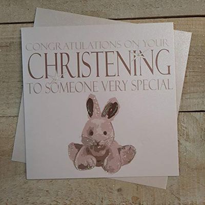 WHITE COTTON CARDS Congratulations Day to Someone Very Special, Handmade Christening Card, Code N203