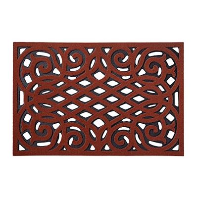 Nicoman Outdoor Doormat Decorative Stair Mats Heavy Duty Drainage Dirt Trapper Porch Rubber Skid Proof Anti Slip - (Small, Terracotta, 60 x 40cm)