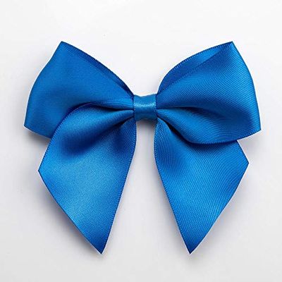 Italian Options Large Satin Ribbon Bows Self Adhesive 6-Piece Pack, 10 cm Bow Width, Royal Blue