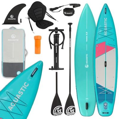 AQUASTIC Touring Opblaasbaar SUP-board, 350 × 79 × 15 cm, 330 l verplaatsing, max. belasting 130 kg, D-ringen voor kajakstoel