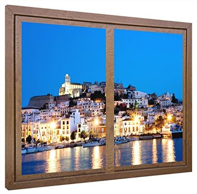 Ccretroiluminados Ibiza Janelas falsas quadros decorativos com luz, metacrilato, nogueira, 80 x 80 x 6,5