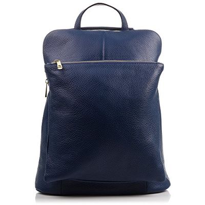 Firenze ARTEGIANI. Zaino da donna casual vera pelle. Zaino borsa in vera pelle Dollaro. Zaino Laptop Borsa Donna Made in Italy Vera Pelle Italiana. 32 x 35 x 13 cm. Colore blu, blu, Classico