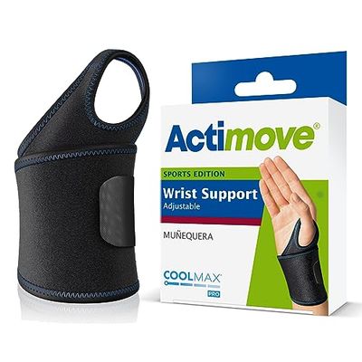 Actimove Sports Edition Wrist Support Adjustable with COOLMAX® AIR Technology for Men and Women - For Pain Management of Weak, Injured or Sprained Wrists - Left/Right Wear - Black, Universal Size