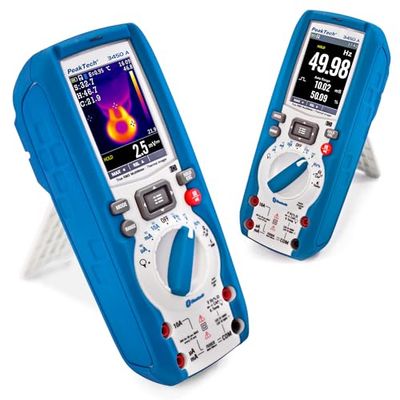 PeakTech 3450 A - True RMS multimetro digitale con fotocamera termica, display grafico Bluetooth e TFT, multimetro manuale professionale, autorange, datalogger, tester di continuità, contatore cat III