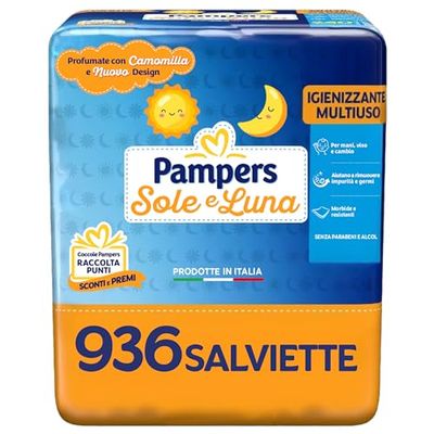 Pampers Toallitas de sol y luna, perfumadas con manzanilla y nuevo diseño, 936 toallitas