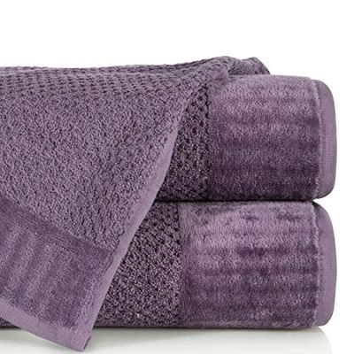 Eurofirany handdoek, katoen, zacht, eenvoudige badstof, boordset, 3-pak Oeko-Tex, violet, 70 x 140 cm