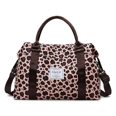 NWLR Travel Duffle Bag Weekender Overnight Bag Gym Tote Bag with Dry and Wet Separated Pocket for Women Girls Shoulder Bag Workout Duffel Bag Water Resistant, leopard print, Carry-On 28-inch, Trolley