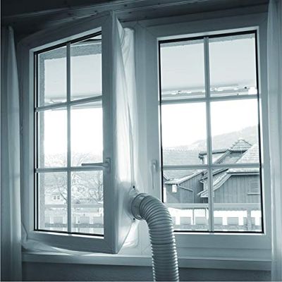 Bestron Joint de fenêtre universel pour climatiseurs mobiles et tuyaux d'évacuation, idéal pour les fenêtres jusqu'à 400 cm de circonférence, bande Velcro autocollante et instructions de montage