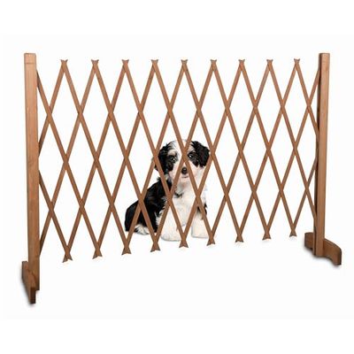 maxxpro Dog Guard - Retractable Dog Gate - Protective Gate Extendable Width 30 to 117 cm - Door and Stair Gate - for Indoor and Outdoor Use - Wood - Brown