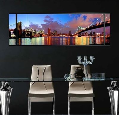 Adesivi 3D | Adesivo murale adesivo da parete effetto 3D Brooklyn Bridge - Adesivi da parete per cameretta adulti, adesivi da parete 3D, decorazione murale "Trompe l'occhio" - 40x120cm